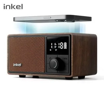 인켈 15W고속무선충전시계 휴대용 블루투스스피커 라디오