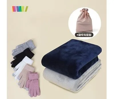 세트_포근무릎담요 터치장갑