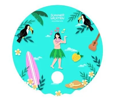 원형파도 부채 190x190mm