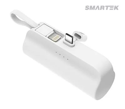 스마텍 5000mAh 초미니 원통형 2way 보조배터리 C젠더+8케이블